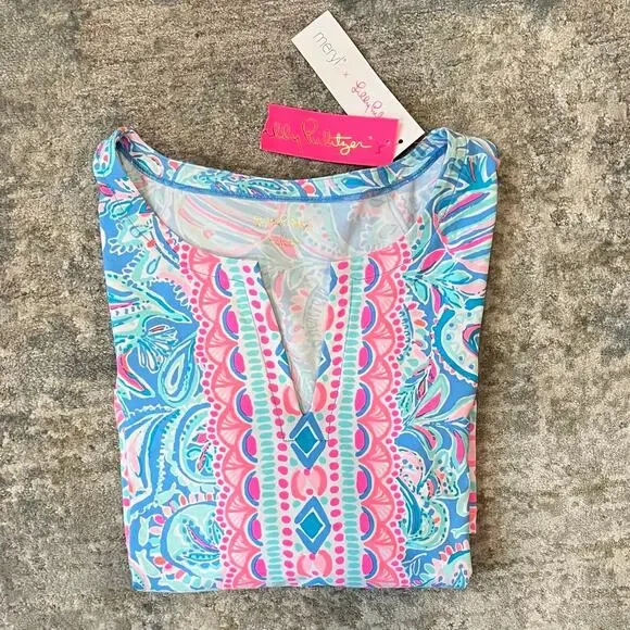 NWT Lilly Pulitzer UPF 50+ Nadine Shift Dress Zanzibar Blue Fish Kiss XL $178 - Picture 11 of 11
